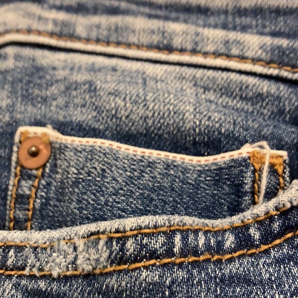 Pilcro Selvedge Slim Straight Blue Jeans Size 28 Distressed Light Stretch - Picture 8 of 14